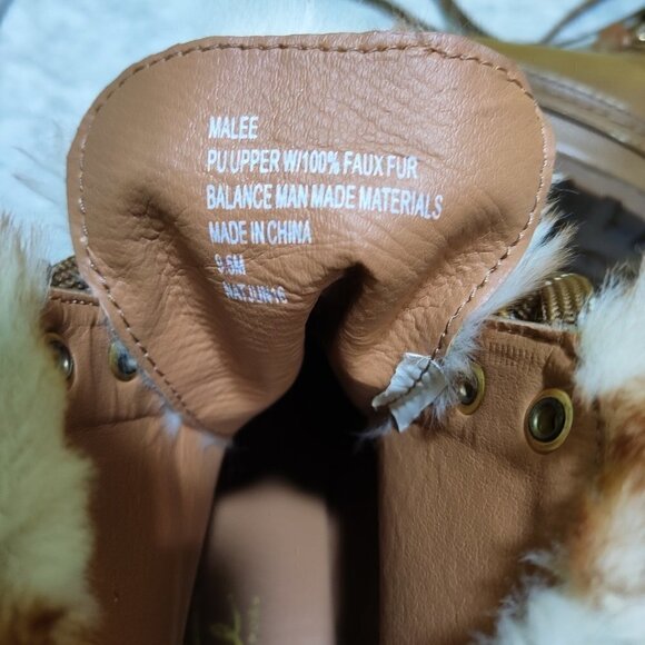 NANETTE LEPORE - Malee Brown Faux Leather Faux Fur Trim Wedge Boots Womens 9.5M - Picture 6 of 6